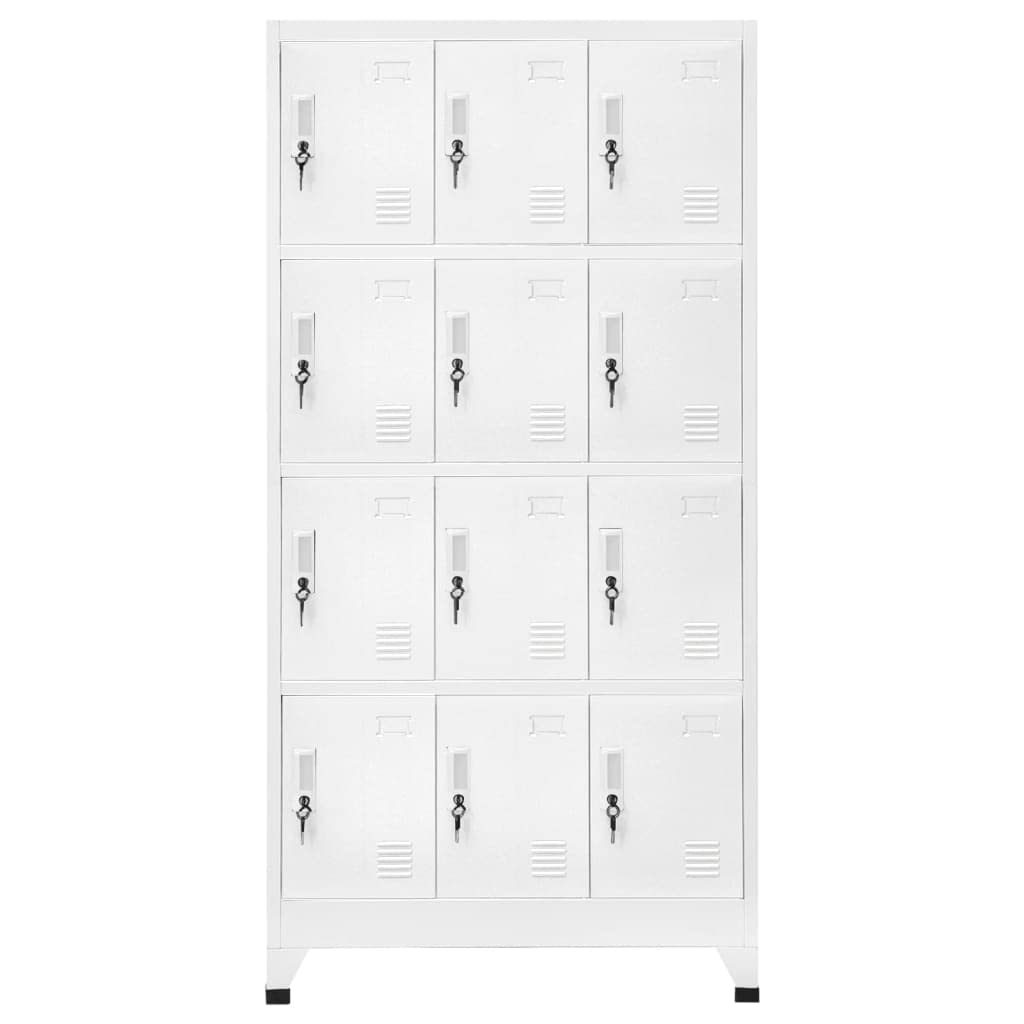 FWIKDUN Steel Cabinet Locker with 12 Spacious Compartments, Industrial Grey Rectangular Storage Unit for Office and Gym Organization
