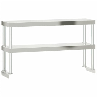 Stainless Steel Kitchen Prep Work Table with Overshelf, Rolling Food Preparation Station with 2-Tier Storage Shelf, Mobile Commercial Utility Cart for Restaurant Catering 43.3x21.7x59.1 Inches
