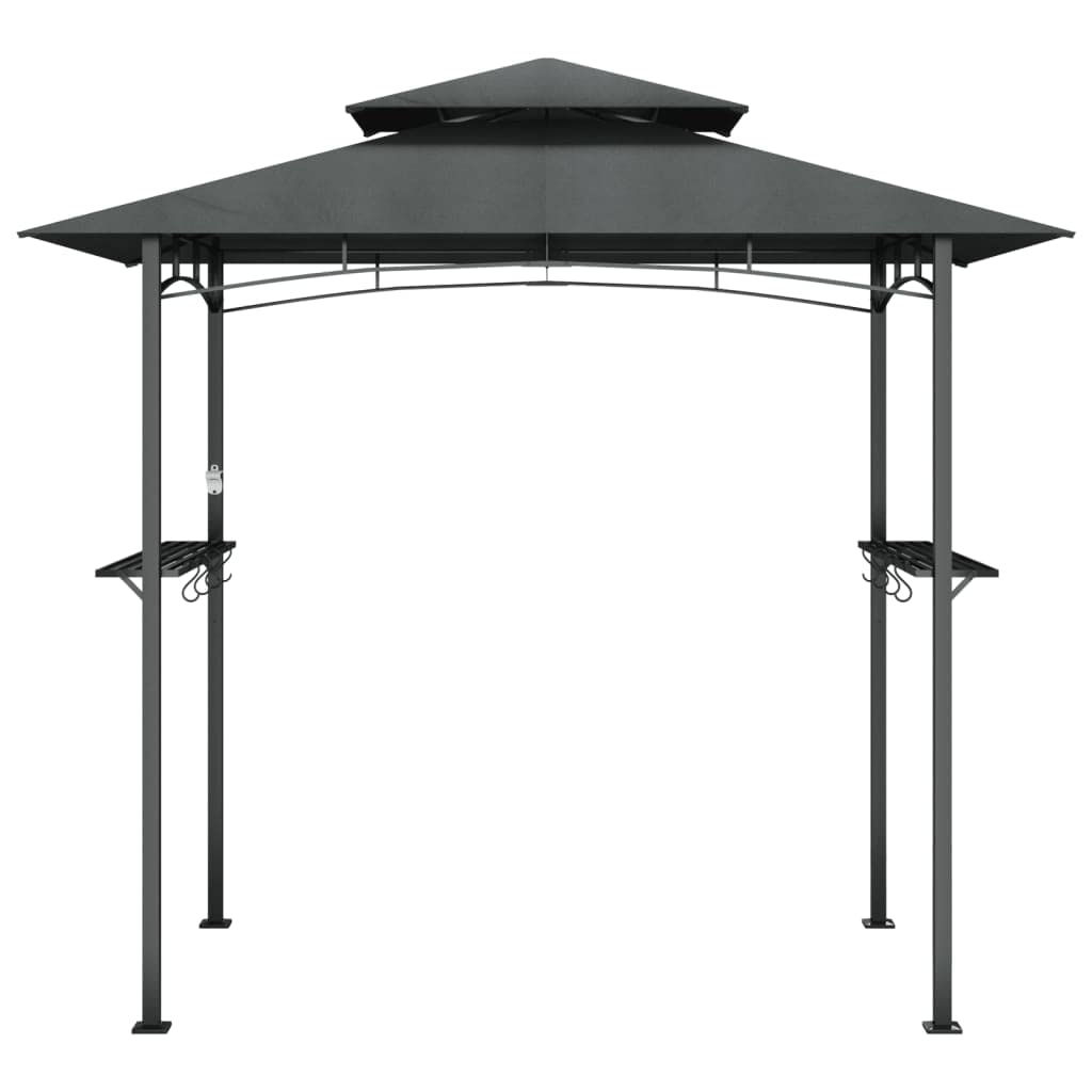 Xhnifbn Anthracite Steel BBQ Gazebo 94.5 x 94.5 x 95.7 in Powder-Coated Frame Double-Tier Roof Outdoor Canopy for Backyard Grilling, Family Reunion, Patio Party