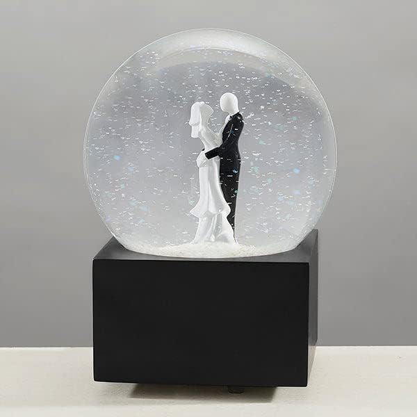 Personalization Universe Personalized Wedding Couple Musical Snow Globe - Engraved Names & Message, Plays Wedding March