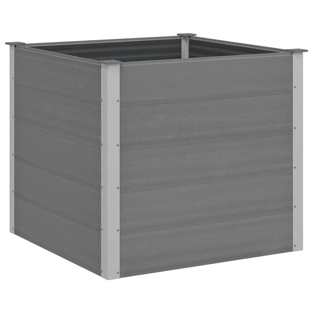 Foknhdi 39.4 x 39.4 x 35.8 in Grey Raised Garden Bed Outdoor, Large Square WPC Planter Box with Aluminum Frame for Patio, Balcony, Yard Herb & Vegetable Growing