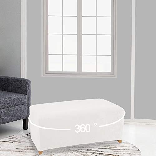 LUSHVIDA Stretch Ottoman Slipcover - Velvet Rectangle Stool Cover Soft Furniture Protector with Elastic Bottom