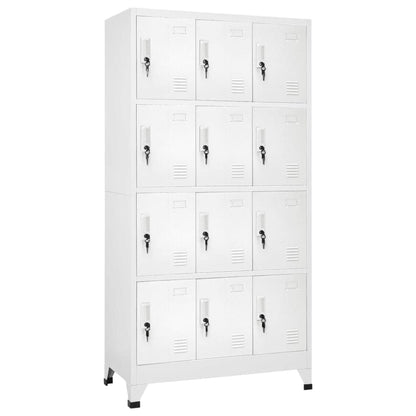 Roanoer Steel Locker Cabinet Large 12 Door Grey 35.4"x17.7"x70.9" Heavy Duty Office Storage Cabinet Metal Wardrobe Organizer for Living Room Hallway Gym