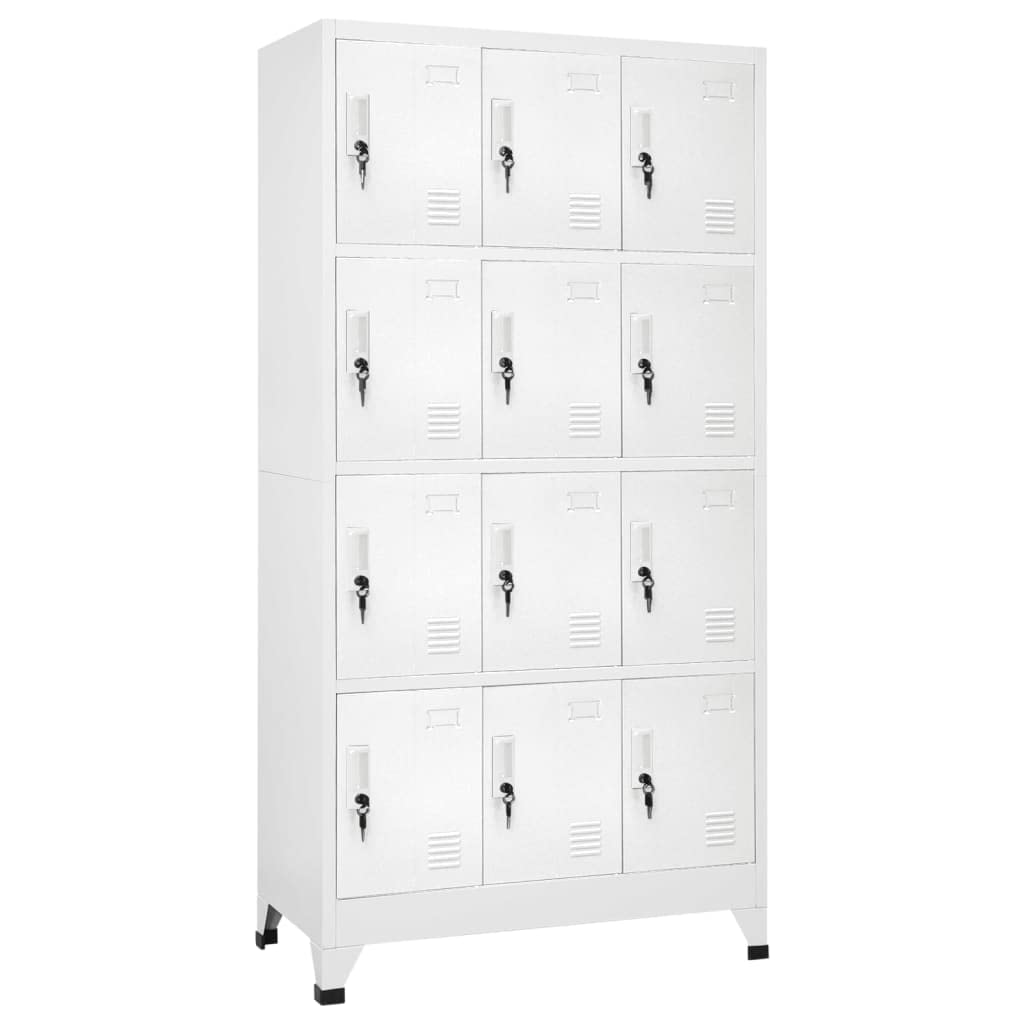 FWIKDUN Steel Cabinet Locker with 12 Spacious Compartments, Industrial Grey Rectangular Storage Unit for Office and Gym Organization