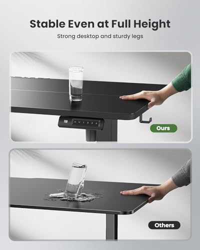 Marsail Standing Desk Adjustable Height Stand up Home Office Desk,‎ 48x24 Inch Electric Standing Computer Desk, with 4 Memory Presets, Headphone Hook, Cable Organizer, Black