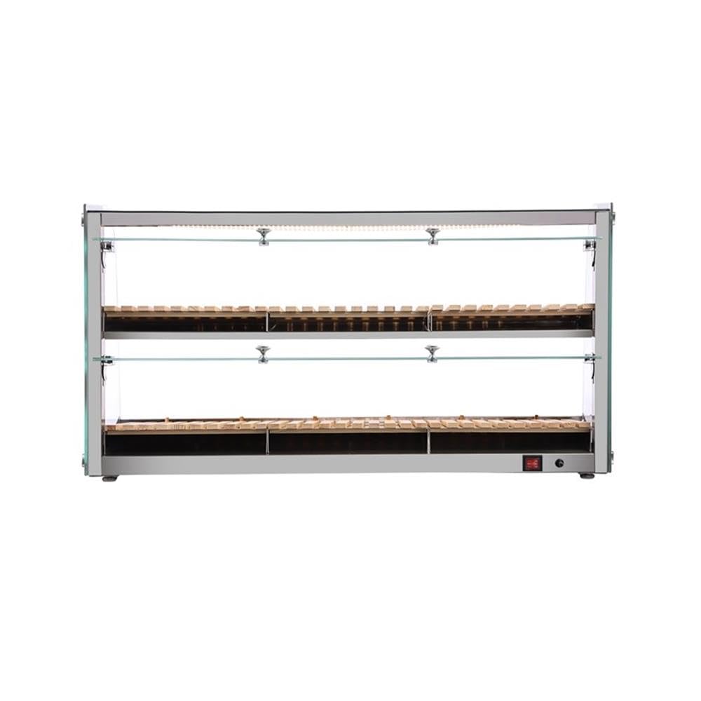 Pemberly Row Glass Countertop Dry Bakery Display Case, 40 in, 5.3 cu. ft. Capacity, Curved Glass, LED Lighting, Stainless Steel and Bamboo Design, Easy-Clean for Pastries and Bread