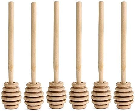 Nakpunar 6 pcs Wooden Honey Dippers, 6"