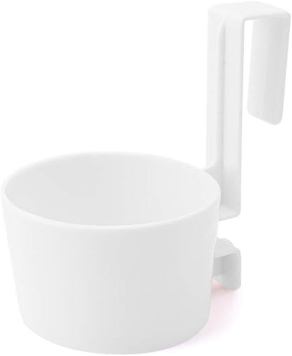 Over-The-Cabinet Hair Dryer Rack, Hair Dryer Holder Holster for Master, Guest, Kid's Bathroom, Vanity - White, 5.4" x