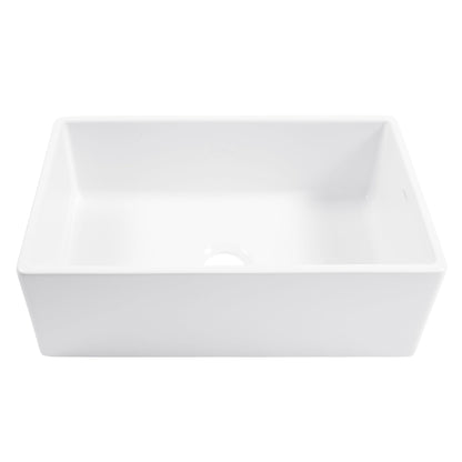 Sinkology Austen 30 Inch Farmhouse Sink Matte Black Fireclay Apron Front Single Bowl – Deep Basin, Undermount, Fits 33 Inch Cabinet