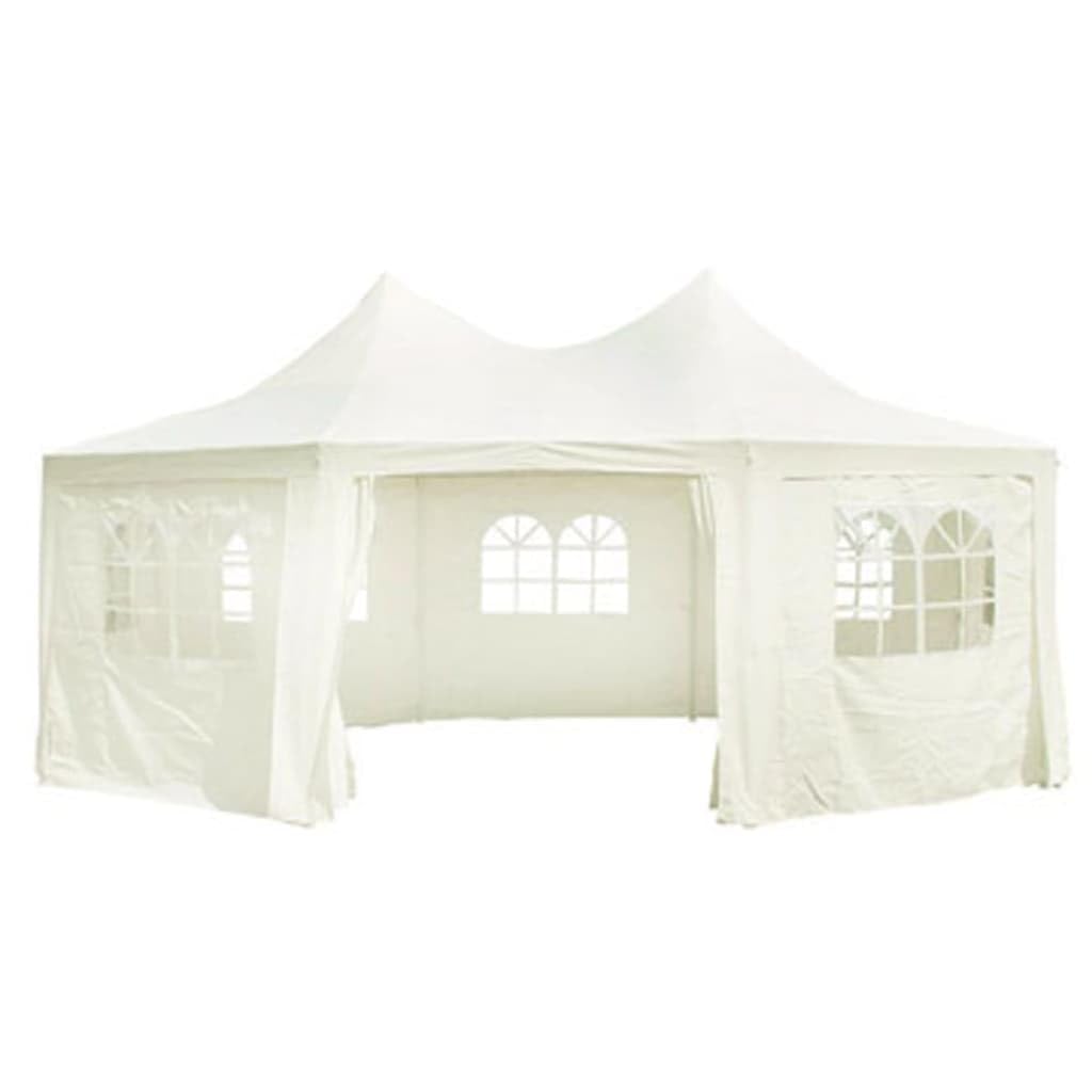 Octagonal Party Tent Cream, 19.7'x14.4'x11.5' Outdoor Gazebo Canopy with Steel Frame, Polyester Fabric for Patio Events Lawn Structures