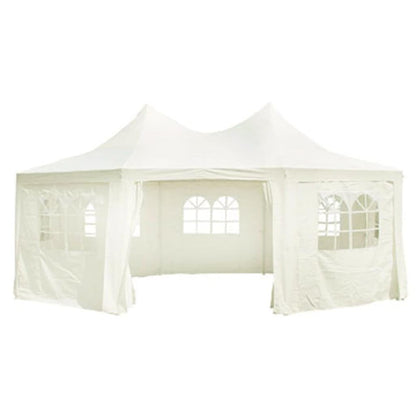 Octagonal Party Tent Cream, 19.7'x14.4'x11.5' Outdoor Gazebo Canopy with Steel Frame, Polyester Fabric for Patio Events Lawn Structures