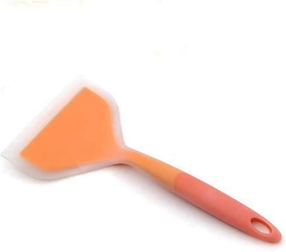 Omelette Spatula, 10-Inch Silicone Pancakes Shovel, Durable Heat-Resistant Turner for Eggs, Crepes (Orange)