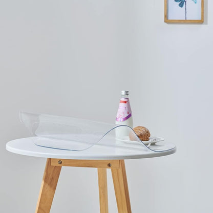 20 Inch 1.5mm Clear Round Table Cover Protector, Thick Plastic Desk Protector Mat, Round Waterproof PVC Desk Cover