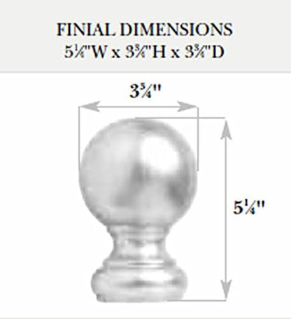 Kirsch Wood Trends Classics Ball Finial for 2" Pole (Unfinished, MPN# 5508EG091)