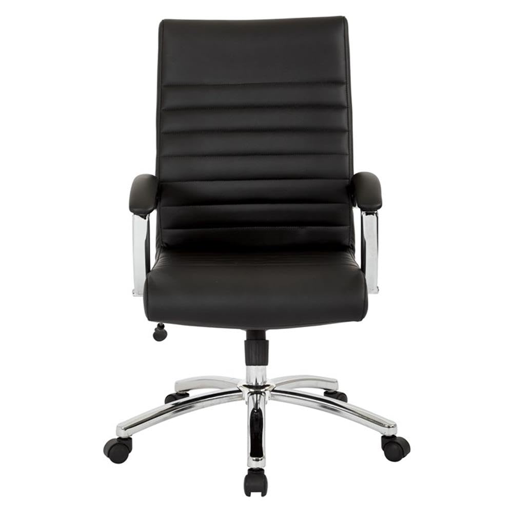 Office Star FL Series Executive Faux Leather Adjustable Office Chair with Built-in Lumbar Support, Mid-Back, Black