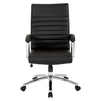 Office Star FL Series Executive Faux Leather Adjustable Office Chair with Built-in Lumbar Support, Mid-Back, Black