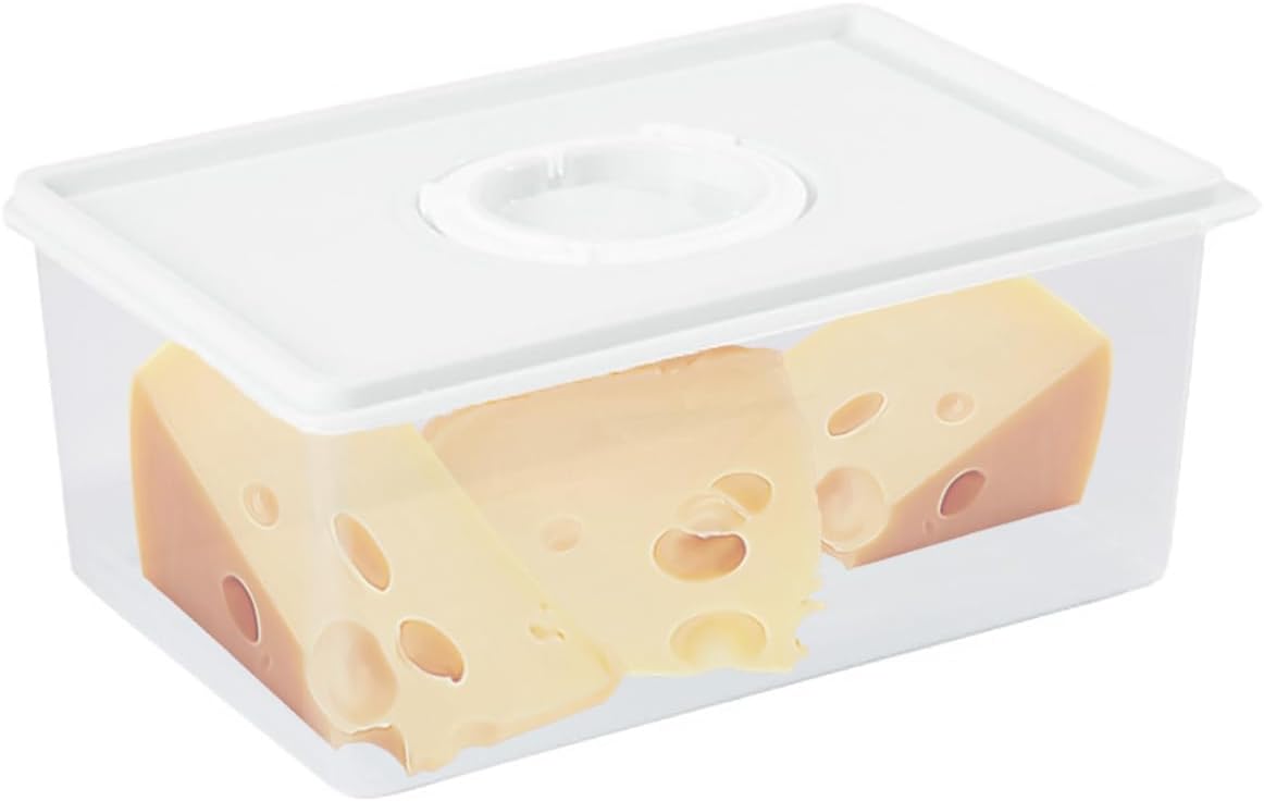 Vellsenne Sliced Cheese Container with Time Recording - Block Cheeses Storage Container for Fridge Cream Cheese Sliced