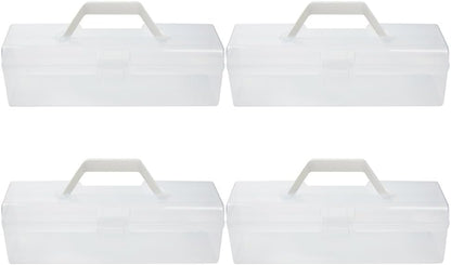 EXCEART 4pcs 12'' Plastic Storage Box for Art & Craft Supplies with Handle, Small Translucent Storage Box