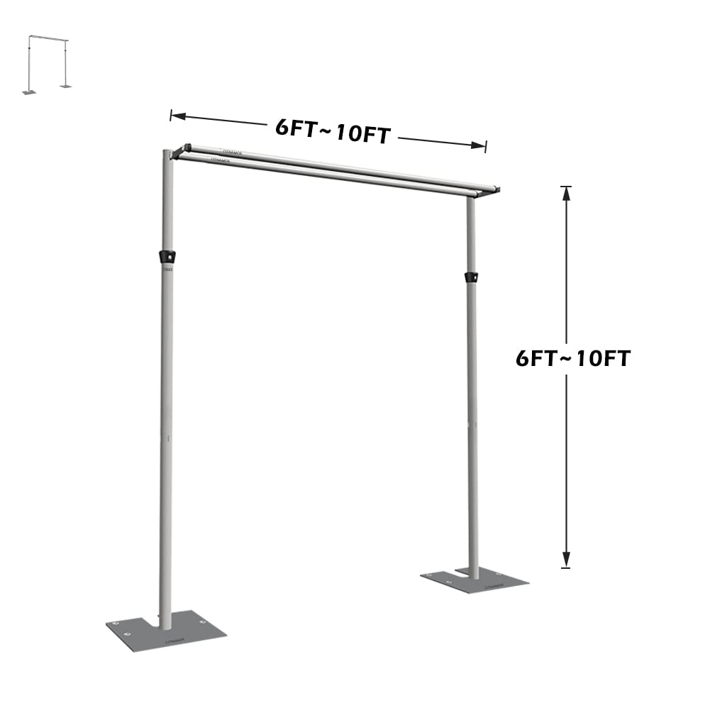 Pipe and Drape Adjustable Uprights, Crossbars,Bases & Hangers - Drape Systems for Backdrops, Trade Shows, Events, Photo Booths and Decorations by CITNAMOR (10' Tall x 10' Wide Kit(2xCrossbar))