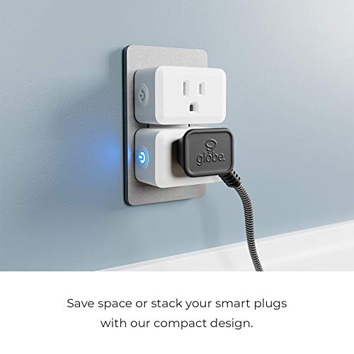 Globe Electric 50329-U Wi-Fi Smart Plug Mini, No Hub Required, 1 Grounded Outlet, White (1-Pack, 15A), Home Automation, Outlet Extender, Electronics, Smart Home, Works with Alexa, Google Home, Echo