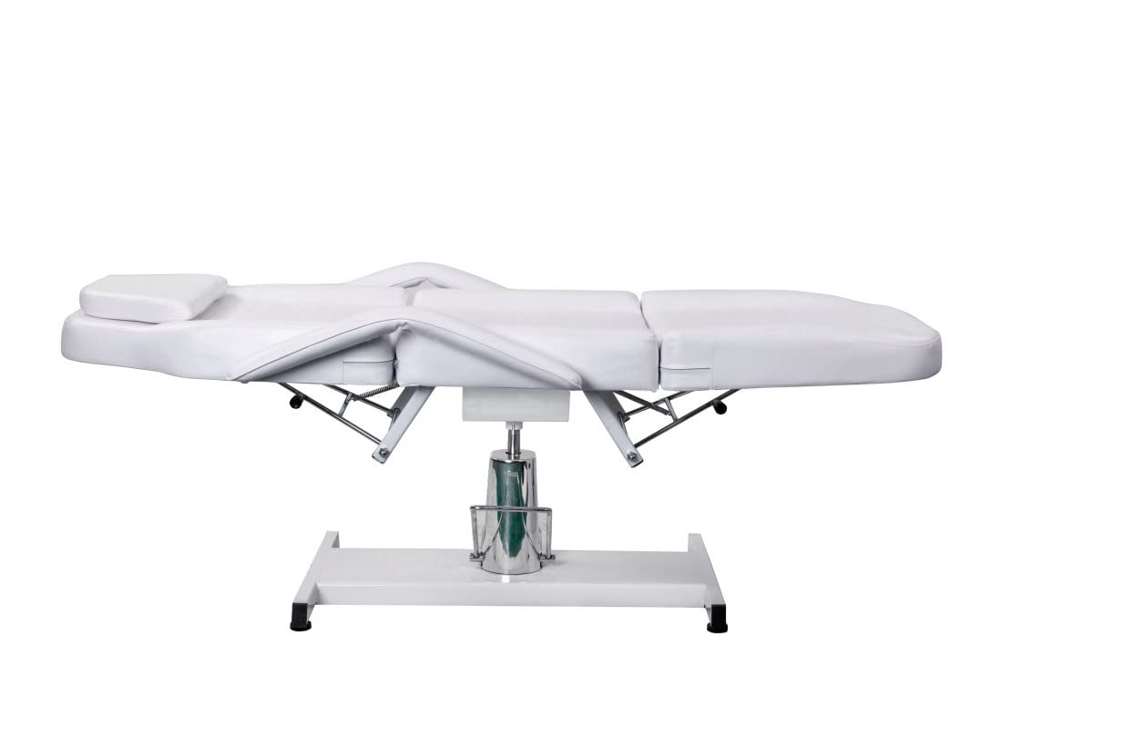 Funnylife White All Purpose Massage Beauty Bed Chair Massage Bed Tattoo Chair Hydraulic Pump 360 Degrees Swivel Facial Chair