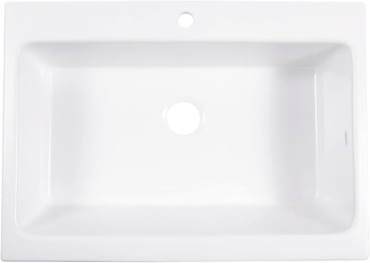 Sinkology Parker 34 Inch Quick-Fit Drop-In Fireclay Farmhouse Kitchen Sink - No Countertop Replacement, DIY 1-Hr, SureFire Chip and Stain Resistant, Sinkology Everyday Warranty, Single Bowl
