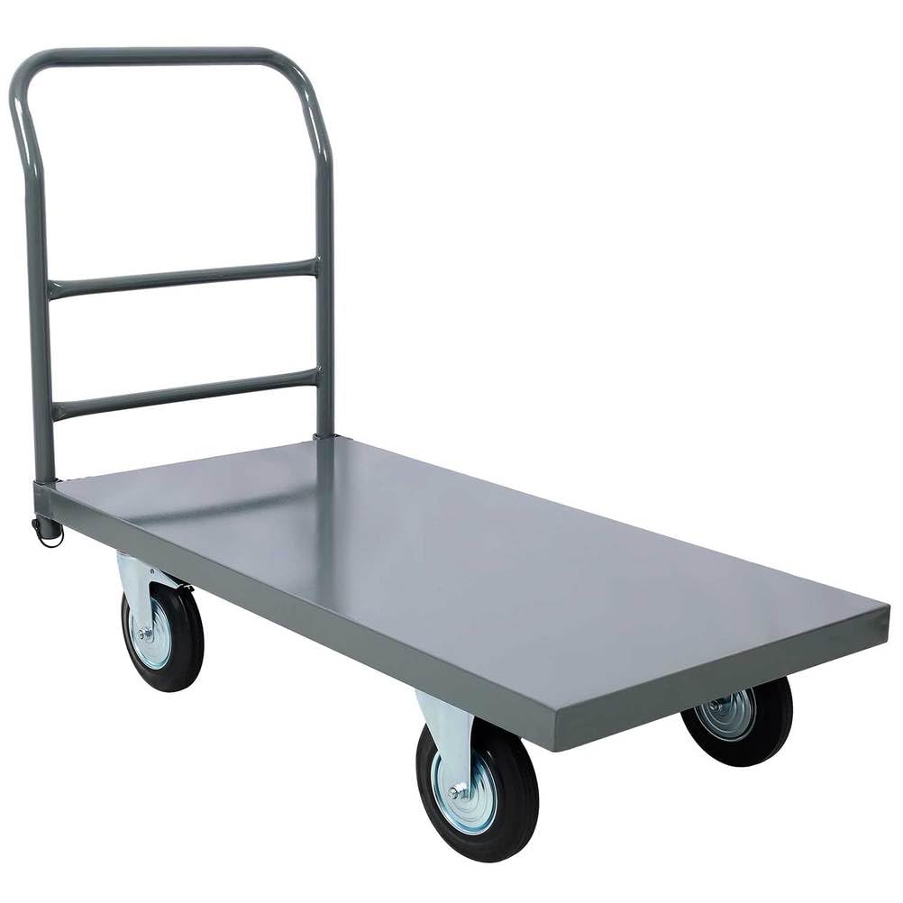 Steel Platform Truck 2000 lbs Capacity, 24x48 Flatbed Hand Truck Dolly Cart with 8" Wheels, Heavy-Duty Utility Cart for Warehouse, Loading Dock, Workshop, Storage,Dark Gray