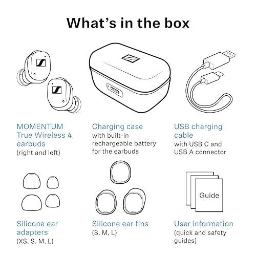 Sennheiser Momentum True Wireless 4 Smart Earbuds, Bluetooth 5.4, Crystal-Clear Sound, Noise Cancelling Earbuds, Comfortable Design, 30-Hour Battery, Adaptive ANC, LE Audio, Auracast – Black Graphite