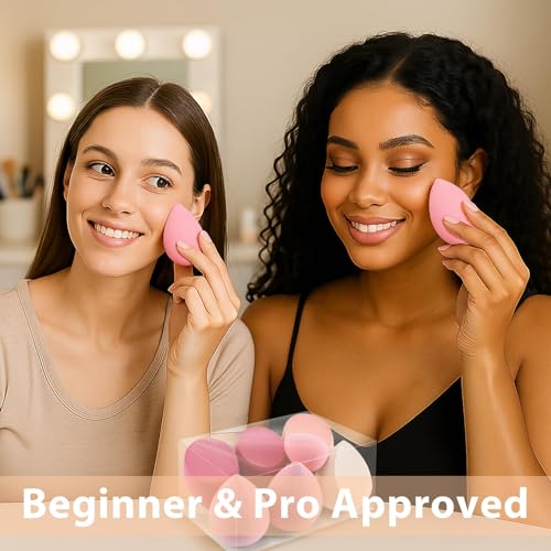 Makeup Sponge Set Foonbe Blender Sponges 7 Pcs for Liquid, Cream, and Powder, Latex Free, Multi colored Beauty Sponges with 1 Mini Sponge, Vegan & Cruelty-Free