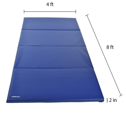 Greatmats Gym Mats 4x8 Ft x 2 Inch, Gymnastics Folding and Tumbling Cheer Mat, (Blue)