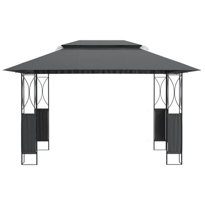 Dark Gray Steel Rectangular Gazebo, 157.5x118.1 Inch Water-Resistant Outdoor Canopy for Patio, Garden, Large Capacity for 10 People Outdoor Structures