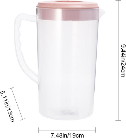 Hemoton 2600ML Plastic Pitcher with Lid, Clear Juice Pitcher for Fridge, Large Capacity Lemonade Water Jug