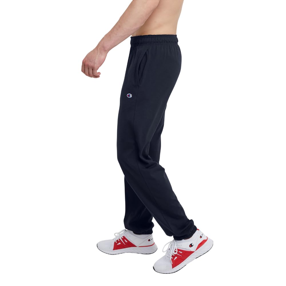 Champion Men's Everyday Fitted Ankle, 31.5" Inseam, Cotton Knit Pants Left Hip "C" Logo, Warm-Up Pants