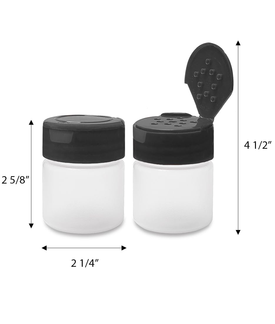 ljdeals 1 oz Plastic Spice Jars with Black Flip & Sift Caps – 12 Pack Empty Spice Bottles for Herbs, Seasonings, Powders, Camping, Travel, Kitchen, Restaurant Use – BPA-Free, Recyclable, Made in USA
