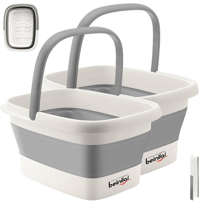 Collapsible Foot Bath Basin for Soaking Feet,Pedicure Foot Spa, Foot Tub with Handles and Massage Acupoint,Multifunction Collapsible feeting Soak Tub-Green