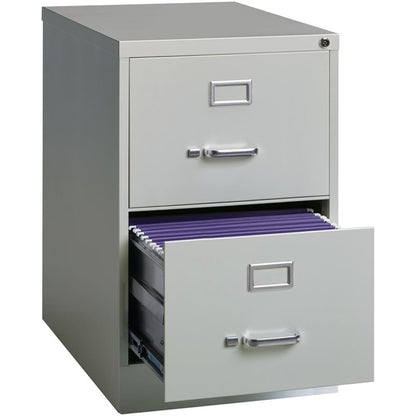 Pemberly Row 2 Drawers 28.38" Vertical Gray Metal Filing Cabinet Lockable Pre-Assembled Stationary Legal Size for Home, Office