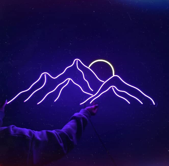 LED Decorative Lights USB Mountains Sunrise Sunset Led Neon Signs Home Decoration Wall Art Holiday Gift Brightness Adjustable 16.5''x11.8''