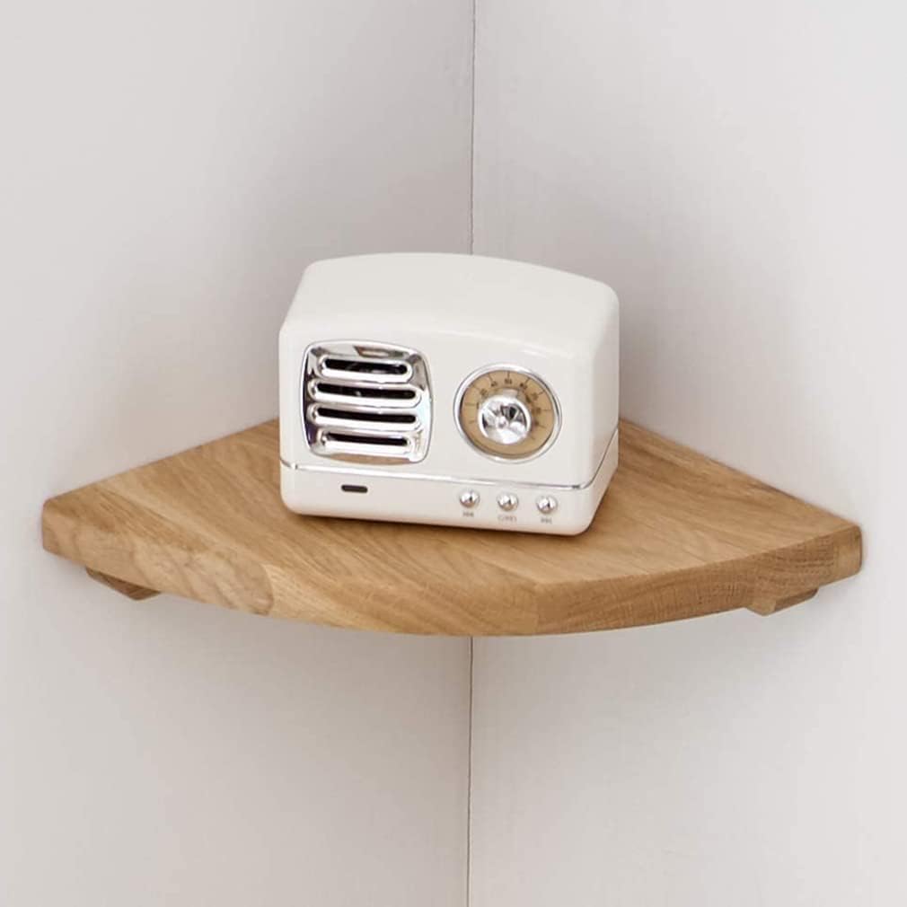 7inch Corner Shelf Wall Mount, Oak Wood Floating Corner Shelf Round End Small Corner Nightstand Plant Shelf Wall Mount