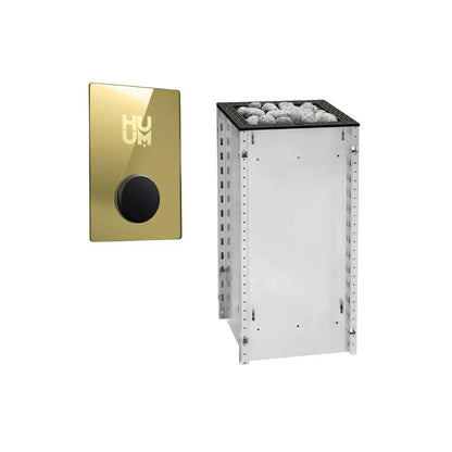 HUUM CORE6 6.5KW Series, Sauna Heater, Customizable Exterior with Control (Sauna Stones Included) (6.5kW Naked - Black Stainless Steel Inlay, UKU WiFi - Gold)