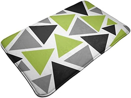 Triangles Lime Green Gray Black On White Door Mat, Outdoor Entrance Funny Rug, 16x24 Inch