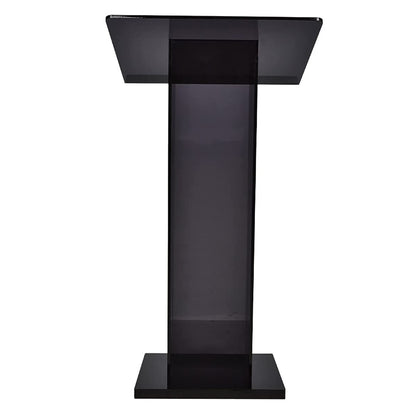 ZEELYDE Lectern Podium Stand,Media Podium Table Black Transparent Podium for, Church, Award Ceremony, Party Stage