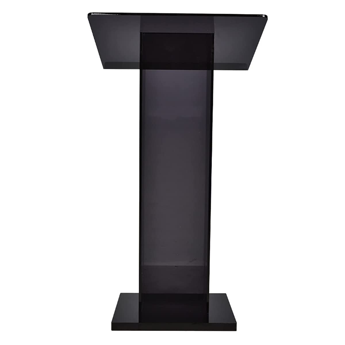 FAiruo Podium Acrylic Lectern Pulpit Media Podium Table Black Transparent Podium for, Church, Award Ceremony, Party Stage