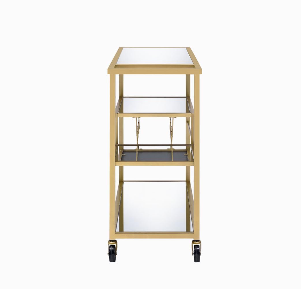 GOWE Adamsen Mirrored & Champagne Finish Serving Cart
