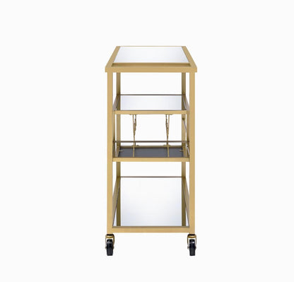 GOWE Adamsen Mirrored & Champagne Finish Serving Cart