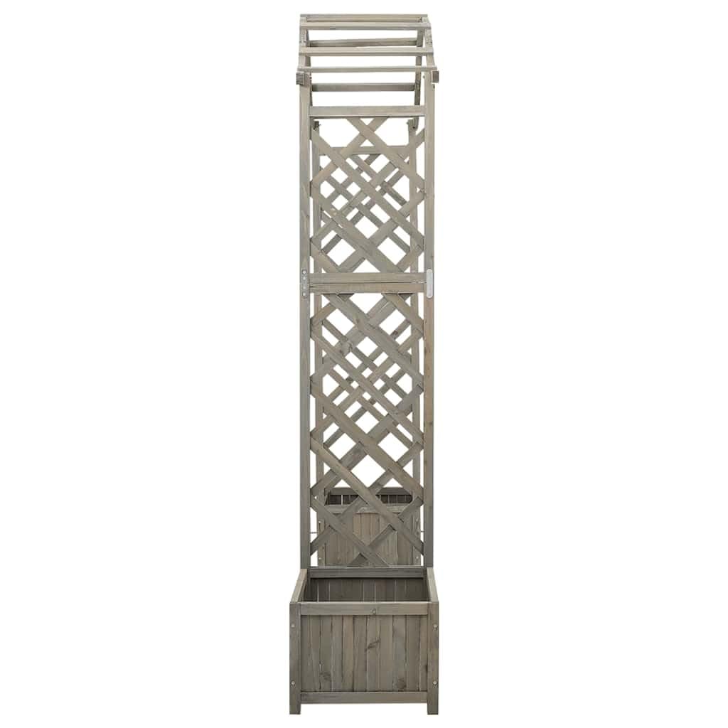 Large Wooden Garden Arch Grey Solid Firwood Pergola with Integrated Planters for Natural Wood Garden Structure