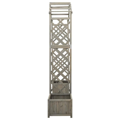 Large Wooden Garden Arch Grey Solid Firwood Pergola with Integrated Planters for Natural Wood Garden Structure