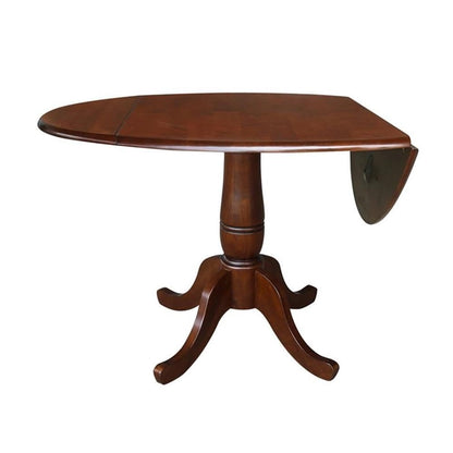 IC INTERNATIONAL CONCEPTS 42" Round Dual Drop Leaf Pedestal Table - 29.5" H Espresso
