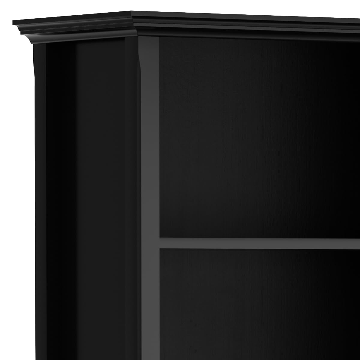 SIMPLIHOME Amherst Bookcase - 70 inch Tall 5-Shelf Solid Wood Bookshelf in Black, Transitional Storage for Living Room, Study Room or Office with Adjustable Shelves and Tapered Legs