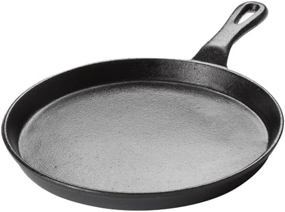 Winco 10-Inch Round Cast Iron Grill Pan with Black Finish