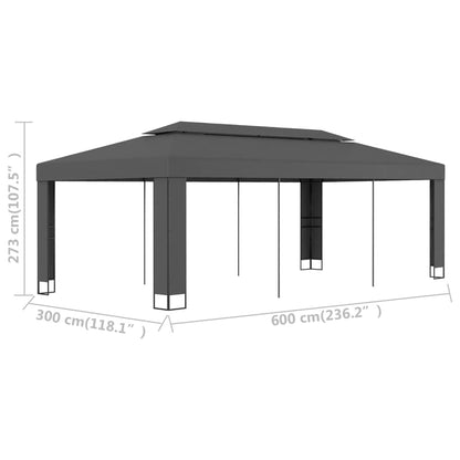 Anthracite Powder-Coated Steel Gazebo Canopy, 9.8x19.7 ft Water-Resistant Outdoor Tent for Patio, Garden, Events Outdoor Structures
